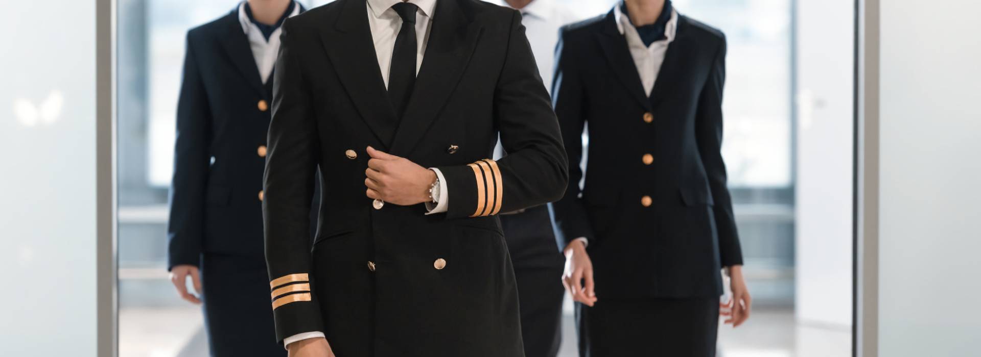 Aviation crew uniform jacket displayed on a mannequin